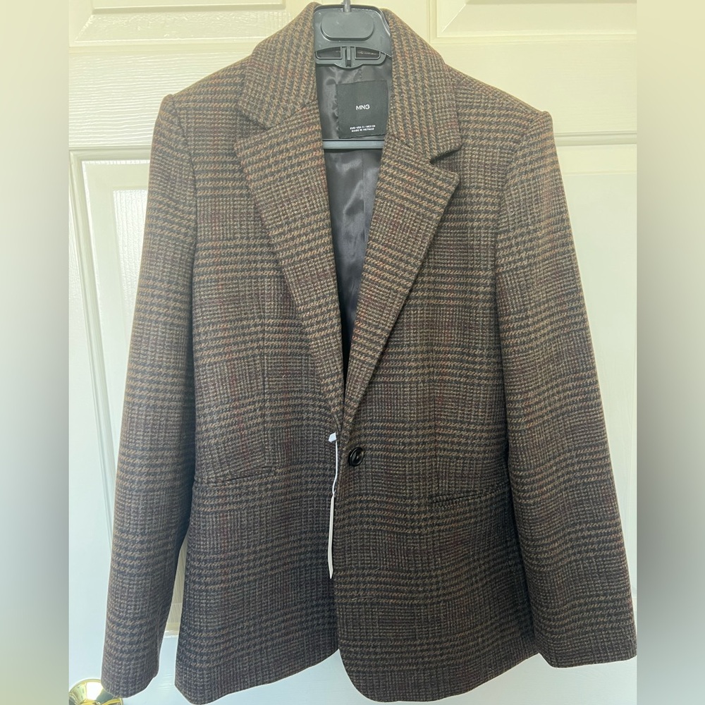 Mango Brown Plaid Blazer